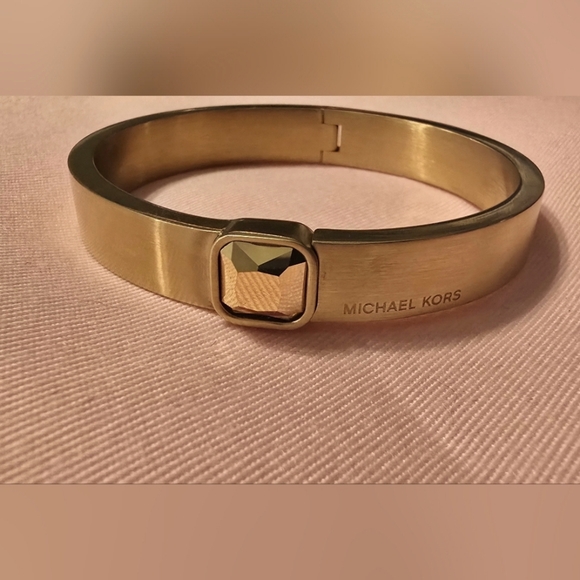 Michael Kors Gold Tone Cuff Bracelet Geometric Hinged Minimalist